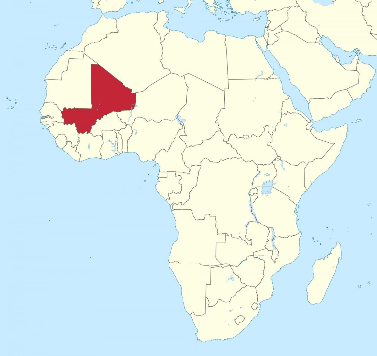 Mali ubicació en el mapa del món